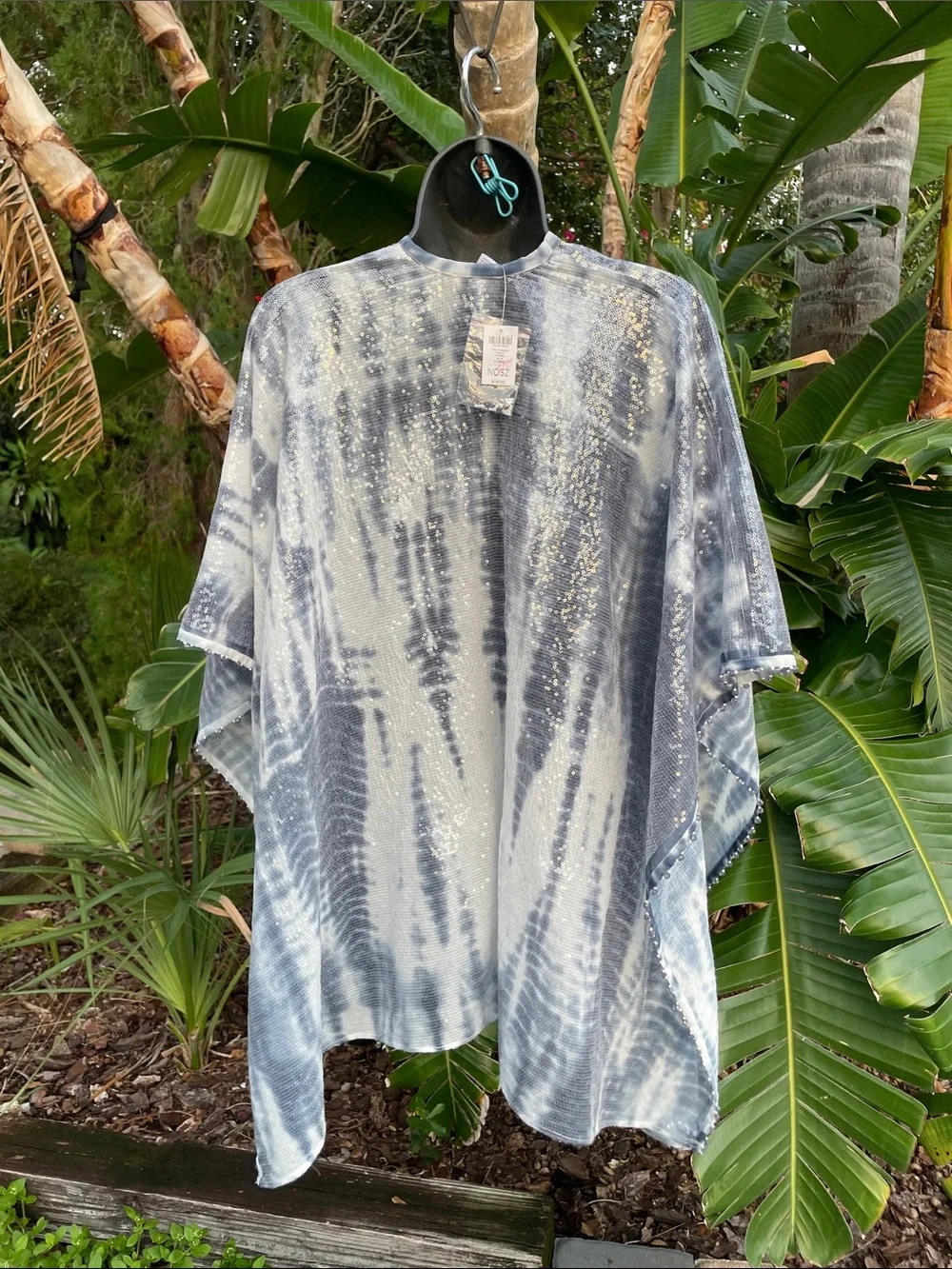 sequin tie-dye beaded cape, scarf, wrap, or poncho by Chicos